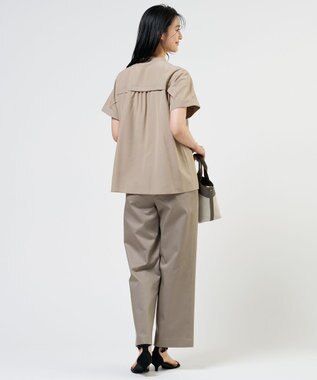 J.PRESS LADIES S ソフトシアークロス フレンチスリーブ ブラウス キャメルベージュ系