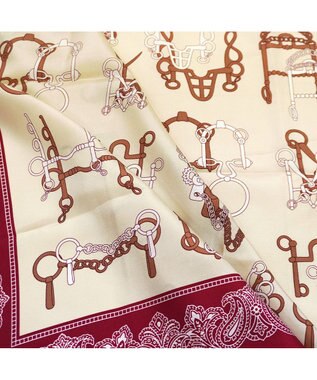 Marca ＜秋の新作＞【Marcaオリジナル】馬具＆ペイズリー 小判 シルクツイル スカーフ アカ
