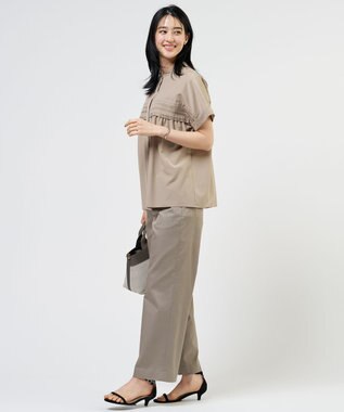 J.PRESS LADIES S ソフトシアークロス フレンチスリーブ ブラウス キャメルベージュ系