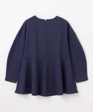 ANY ジョーゼット裏起毛ペプラムプルオーバー ネイビー