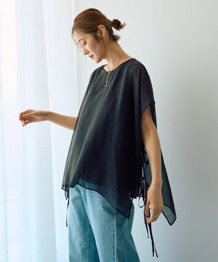 YECCA VECCA サイドリボンシアーレイヤードプルオーバー