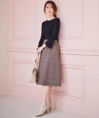 ANY SIS 【2WAY】リバーシブルチェック スカート ベージュチェック×ボルドー