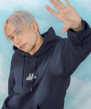 WEGO 【ユニセックス着用ITEM】ハートモチーフプルパーカー ネイビー