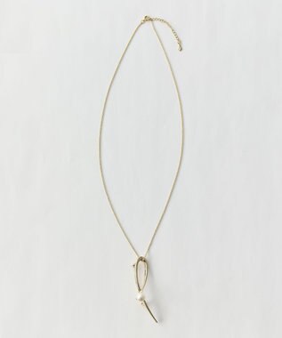 Phoebe 2wayスタイリッシュクロスカーブパールブローチネックレス　ゴールド ゴールド