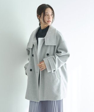 YECCA VECCA ウール混ミドル丈スタンドカラーコート Light Gray