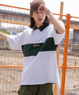 WEGO ワンポイントカラーブロックプルオーバー ライトグレー