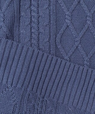 ANY 【6色展開】ソフトアクリルハイネックケーブルニット ブルー