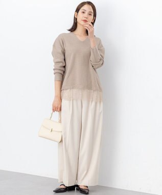 組曲 S レースモチーフニットプルオーバー ベージュ系