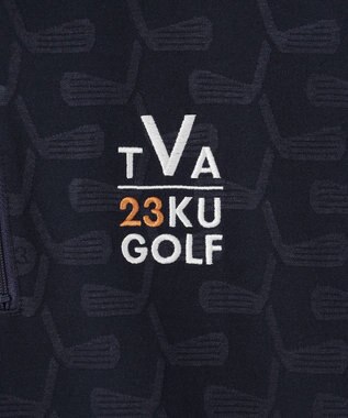 23区GOLF 【MEN/キングサイズ】【吸湿発熱】】クラブ柄 ハーフジップ ネイビー系