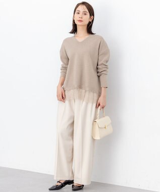 組曲 S レースモチーフニットプルオーバー ベージュ系