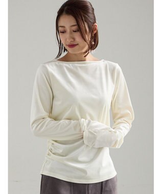 Te chichi ベロアサイドギャザートップス オフホワイト