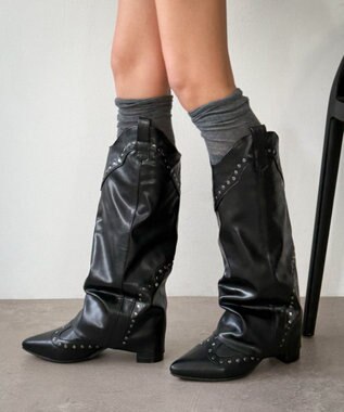 WEGO ウエスタンカバーロングブーツ ブラック