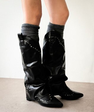 WEGO ウエスタンカバーロングブーツ ブラック