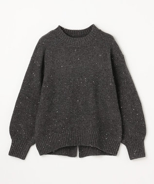 ANY L スパンコールニット チャコール