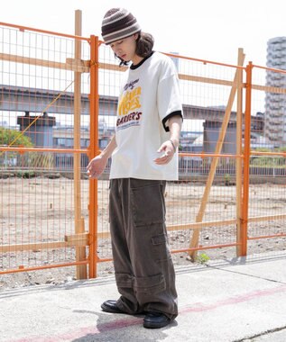 WEGO モチーフ刺繍リンガーT オフホワイト