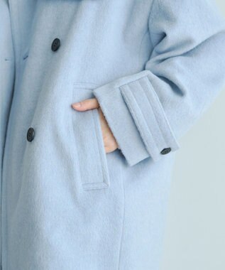 YECCA VECCA ウール混ミドル丈スタンドカラーコート Sax