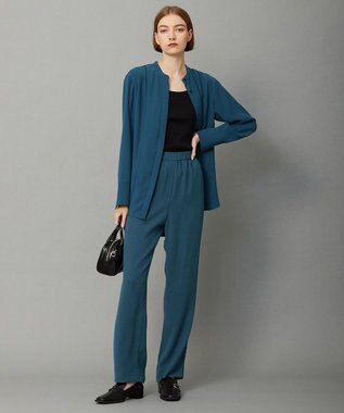 ICB 【WEB限定カラーあり・洗える】 ライトダブルクロス バンドカラーシャツ ダルブルー系