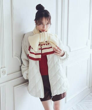 earth music&ecology ダブルステッチキルティングコート Ivory