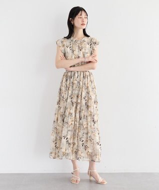 YECCA VECCA ぼかし柄プリーツワンピース Ivory