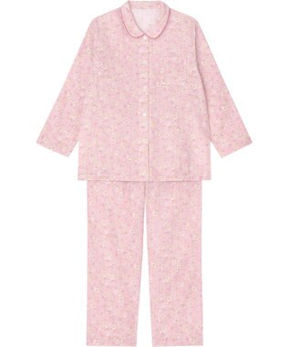 Wing パジャマ 長袖 長ズボン 綿100% 二重ガーゼ素材 ゆったりシルエット 通気性（身生地部） 吸汗速乾性（身生地部） シャツタイプ レディース EP5060 ウイング／ワコール ピンク