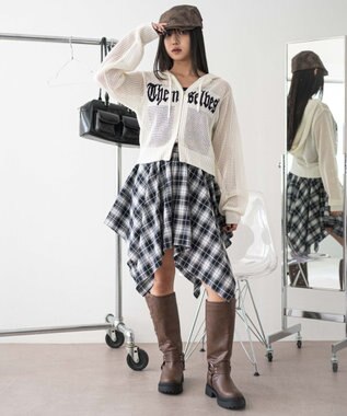 WEGO ジャガードメッシュパーカー ホワイト