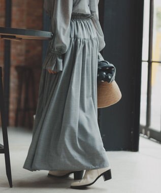 #Newans 【高山都さんコラボ】ダブルギャザーロングスカート グレー