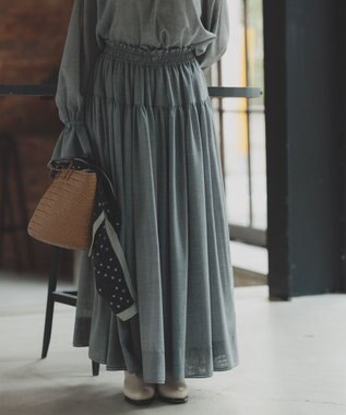 #Newans 【高山都さんコラボ】ダブルギャザーロングスカート グレー