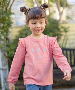 ANY KIDS 【WEB限定】7days プリント Tシャツ コーラル×チューリップ