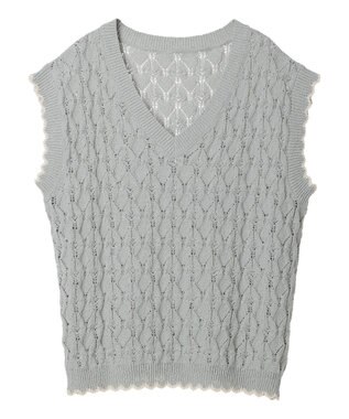 earth music&ecology クロッシェラインニットベスト Mint