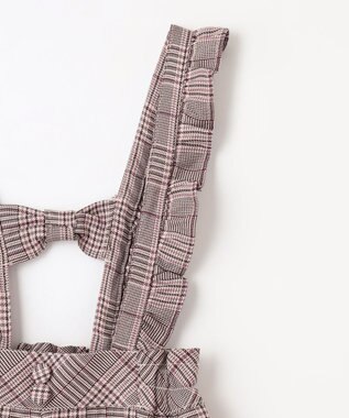 ANY KIDS フリル チェック サロペット ブラウン系チェック
