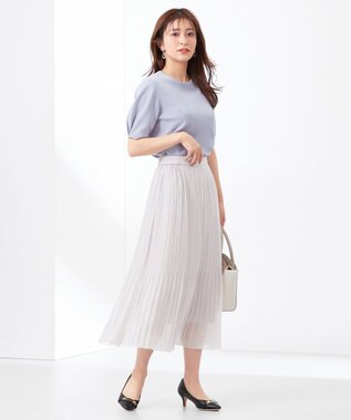 ANY SIS L 【洗える】シフォンプリーツ スカート アイスグレー