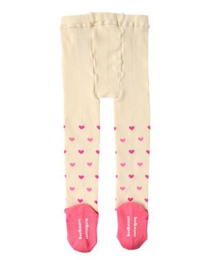 MIKI HOUSE HOT BISCUITS 【70-120cm】 プチハート柄 バレーシューズ風タイツ アイボリー