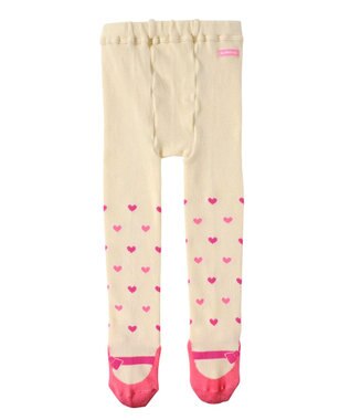 MIKI HOUSE HOT BISCUITS 【70-120cm】 プチハート柄 バレーシューズ風タイツ アイボリー