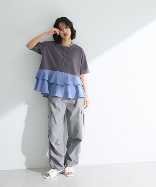 Green Parks サテンティアードドッキングプルオーバー Charcoal Gray