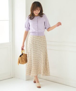 Feroux フラワーモチーフプリント スカート アイボリー系1