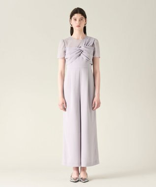 GRACE CONTINENTAL ドレープリボンサロペット グレー