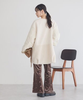 earth music&ecology ボアキルトミドルコート Ivory