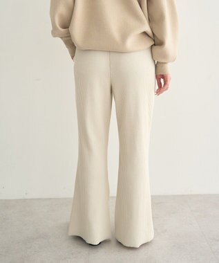 earth music&ecology セルフカットテレコフレアパンツ Light Beige