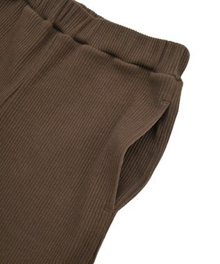 earth music&ecology セルフカットテレコフレアパンツ Brown