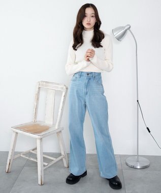 WEGO 【2025年秋冬新作】リブハイネックショートニット ホワイト