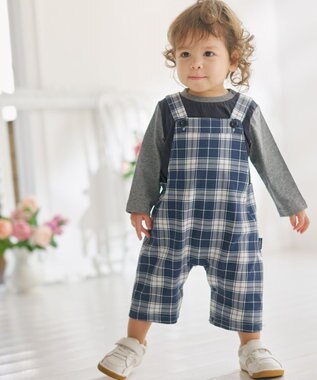 J.PRESS KIDS 【BOX付き】【80-90㎝】長袖Tシャツ&オーバーオール セット ネイビー系3