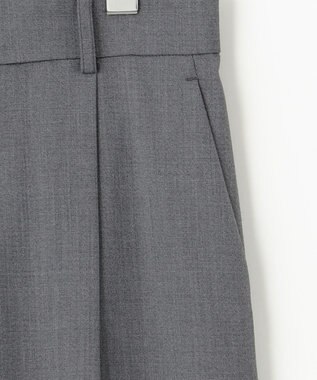 自由区 【洗える】TWラチネストレッチワイド パンツ グレー
