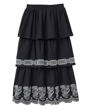 Green Parks ■ＥＳＣＡＲ　バイカラー刺繍ティアードスカート