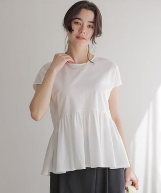 組曲 【WEB限定】トリコットジャージー ペプラムカットソー ホワイト系