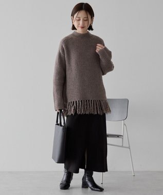 AMERICAN HOLIC フリンジニットプルオーバー Gray Beige