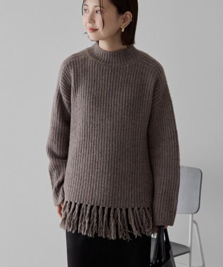 AMERICAN HOLIC フリンジニットプルオーバー Gray Beige