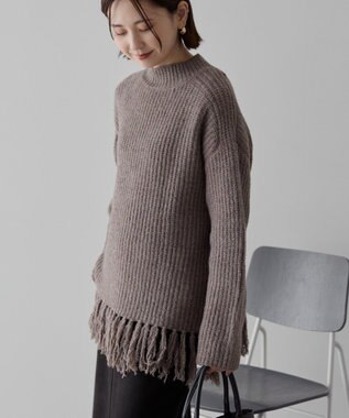 AMERICAN HOLIC フリンジニットプルオーバー Gray Beige