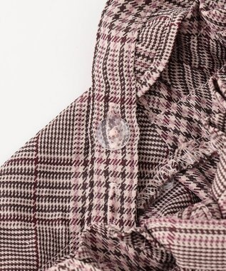 ANY KIDS フリル チェック サロペット ブラウン系チェック