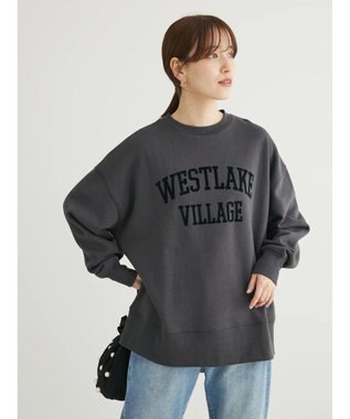 Green Parks 裏起毛フロッキーロゴプルオーバー Charcoal Gray