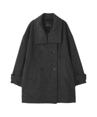 YECCA VECCA ウール混ミドル丈スタンドカラーコート Charcoal Gray